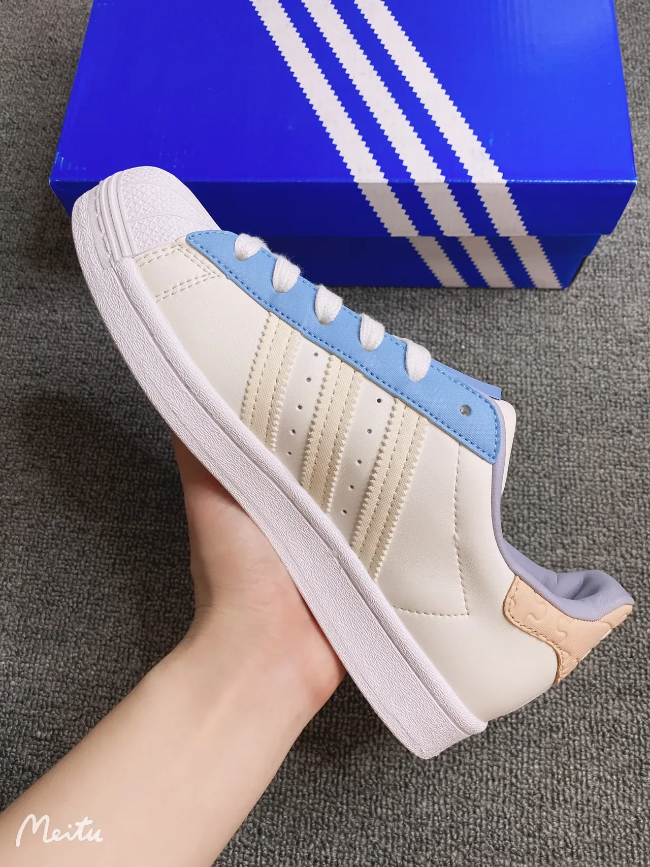 Adidas Superstar Off-White Blue Lavender Lifestyle Sneakers 3