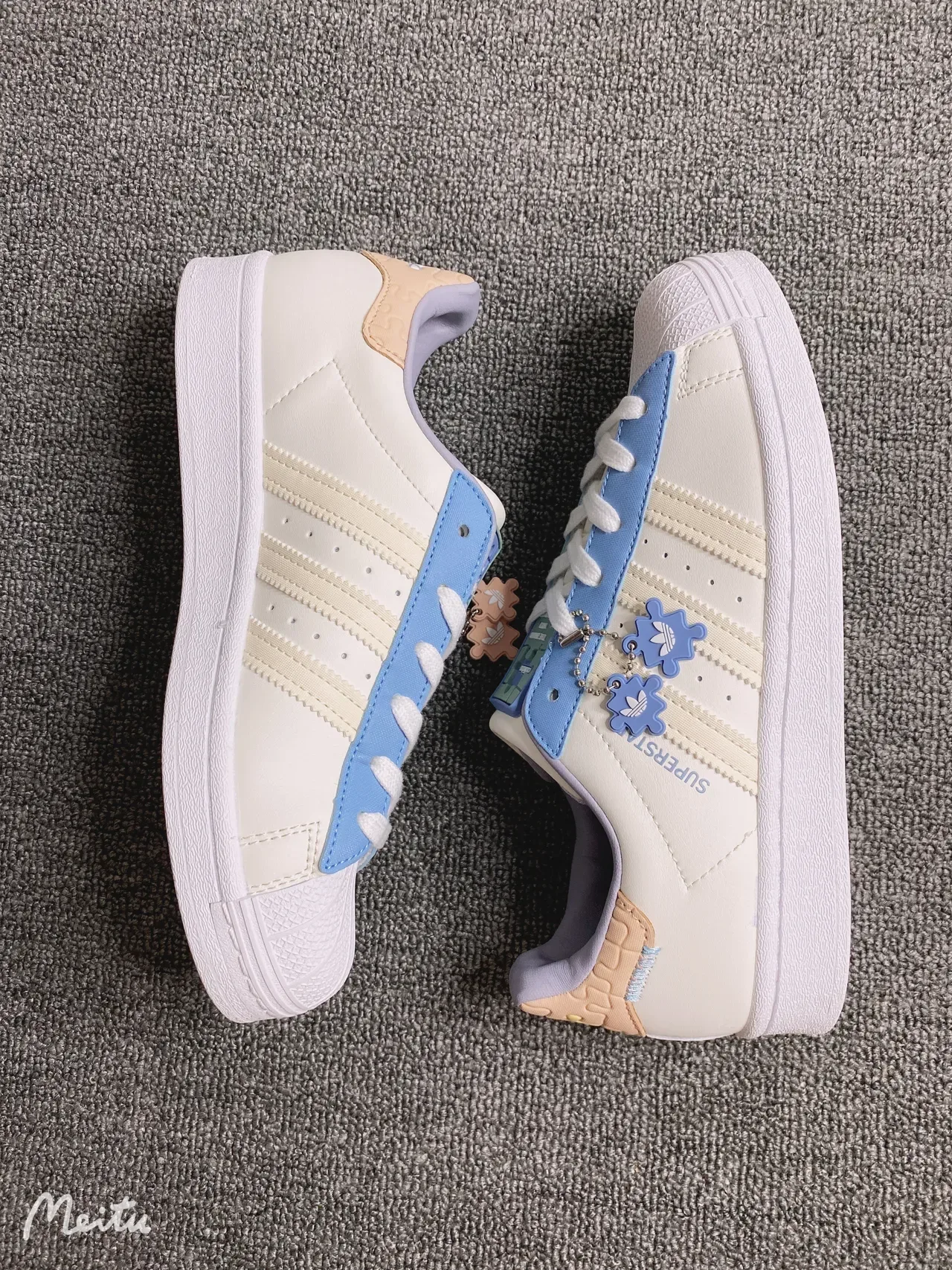 Adidas Superstar Off-White Blue Lavender Lifestyle Sneakers 5