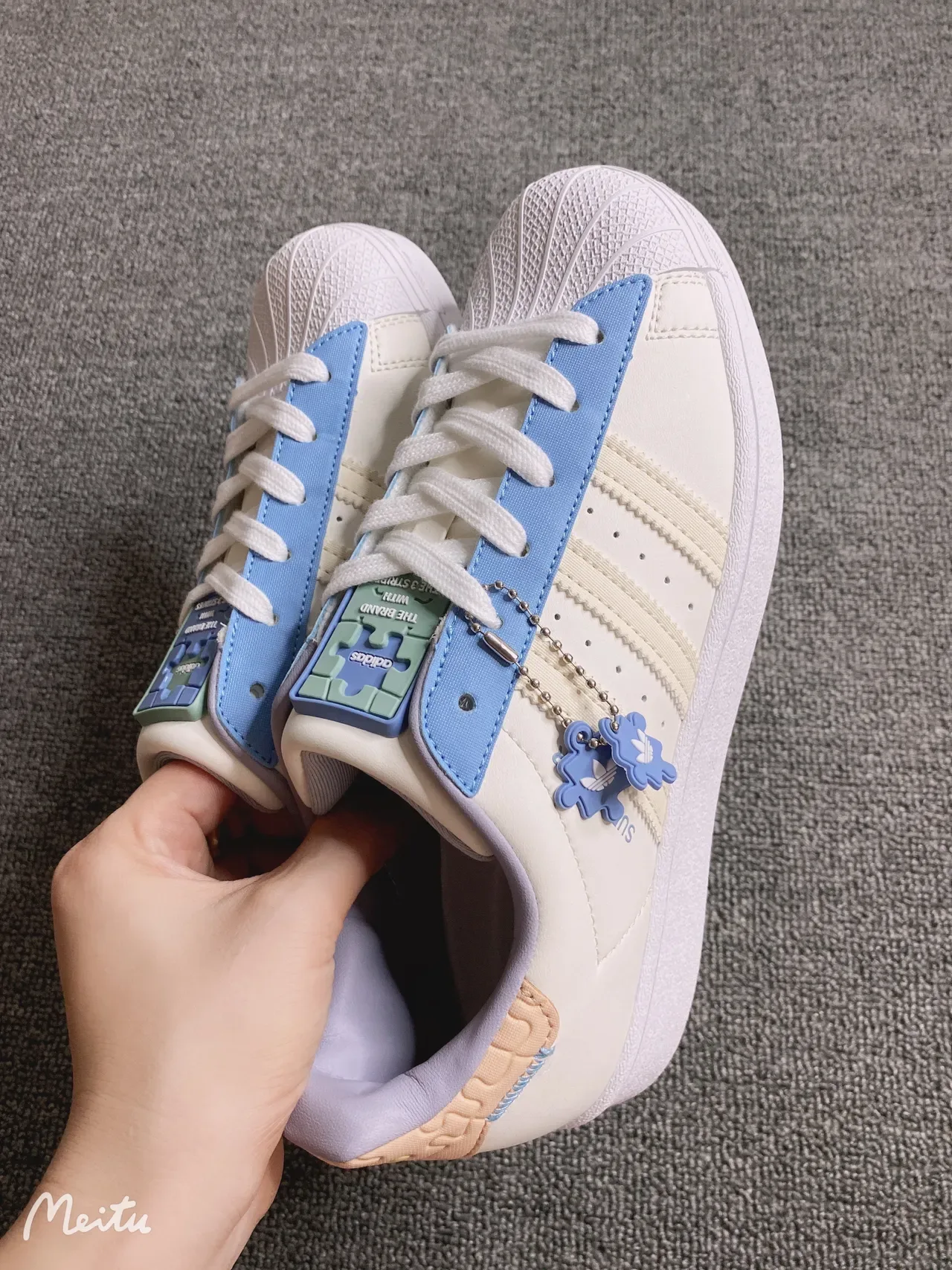 Adidas Superstar Off-White Blue Lavender Lifestyle Sneakers 6