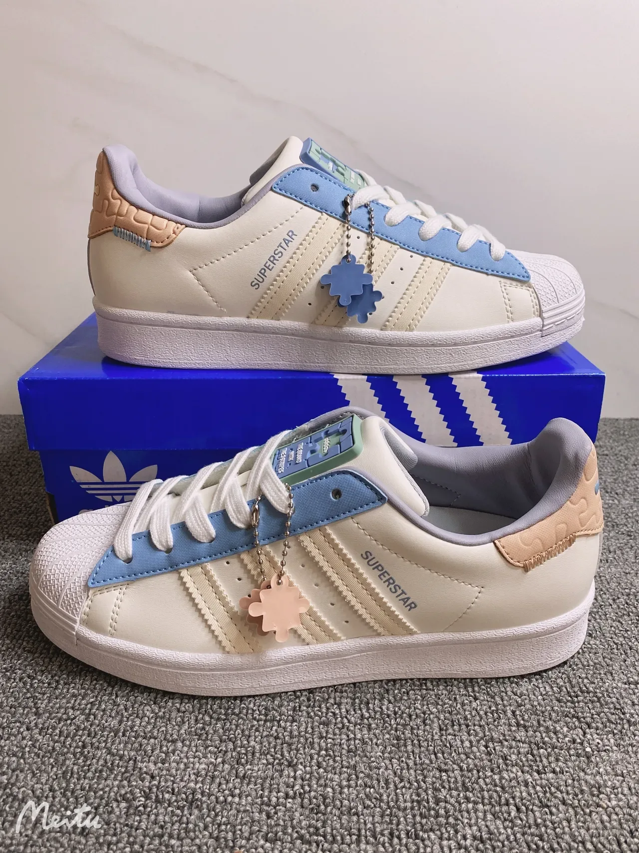 Adidas Superstar Off-White Blue Lavender Lifestyle Sneakers 7