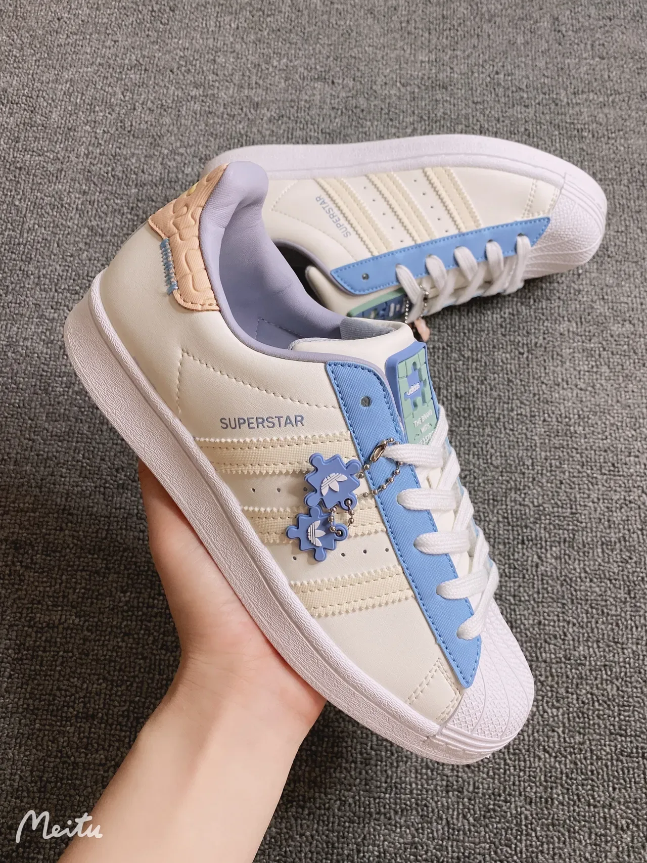 Adidas Superstar Off-White Blue Lavender Lifestyle Sneakers 9