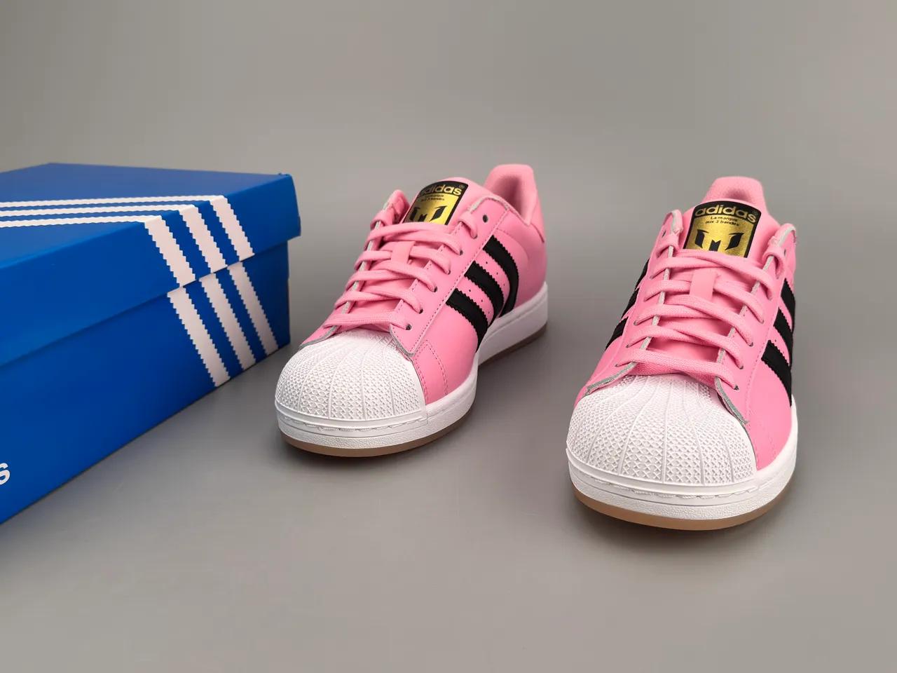Adidas Superstar Pink Black White Lifestyle Sneakers 5