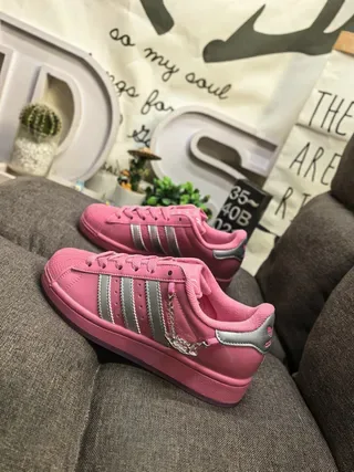 Adidas Superstar Pink Silver Low-Top Shell-Toe Lifestyle Sneakers 7