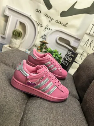 Adidas Superstar Pink Silver Low-Top Shell-Toe Lifestyle Sneakers 9