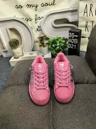 Adidas Superstar Pink Silver Low-Top Shell-Toe Lifestyle Sneakers 10