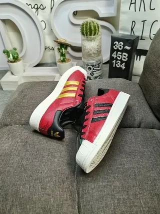 Adidas Superstar Red Snakeskin Black Gold Lifestyle Sneakers 6
