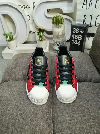 Adidas Superstar Red Snakeskin Black Gold Lifestyle Sneakers 10