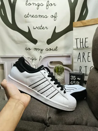 Adidas Superstar White and Black Lifestyle Sneakers 5