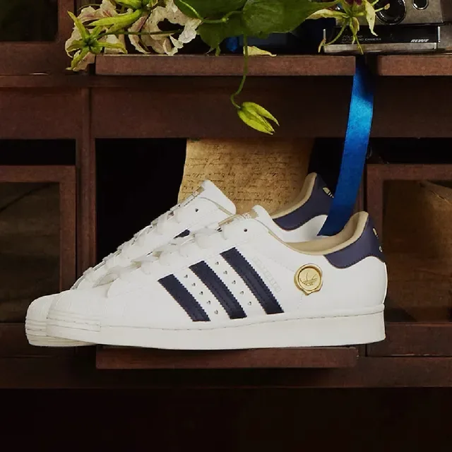 Adidas Superstar White Blue Gold Lifestyle Sneakers 2