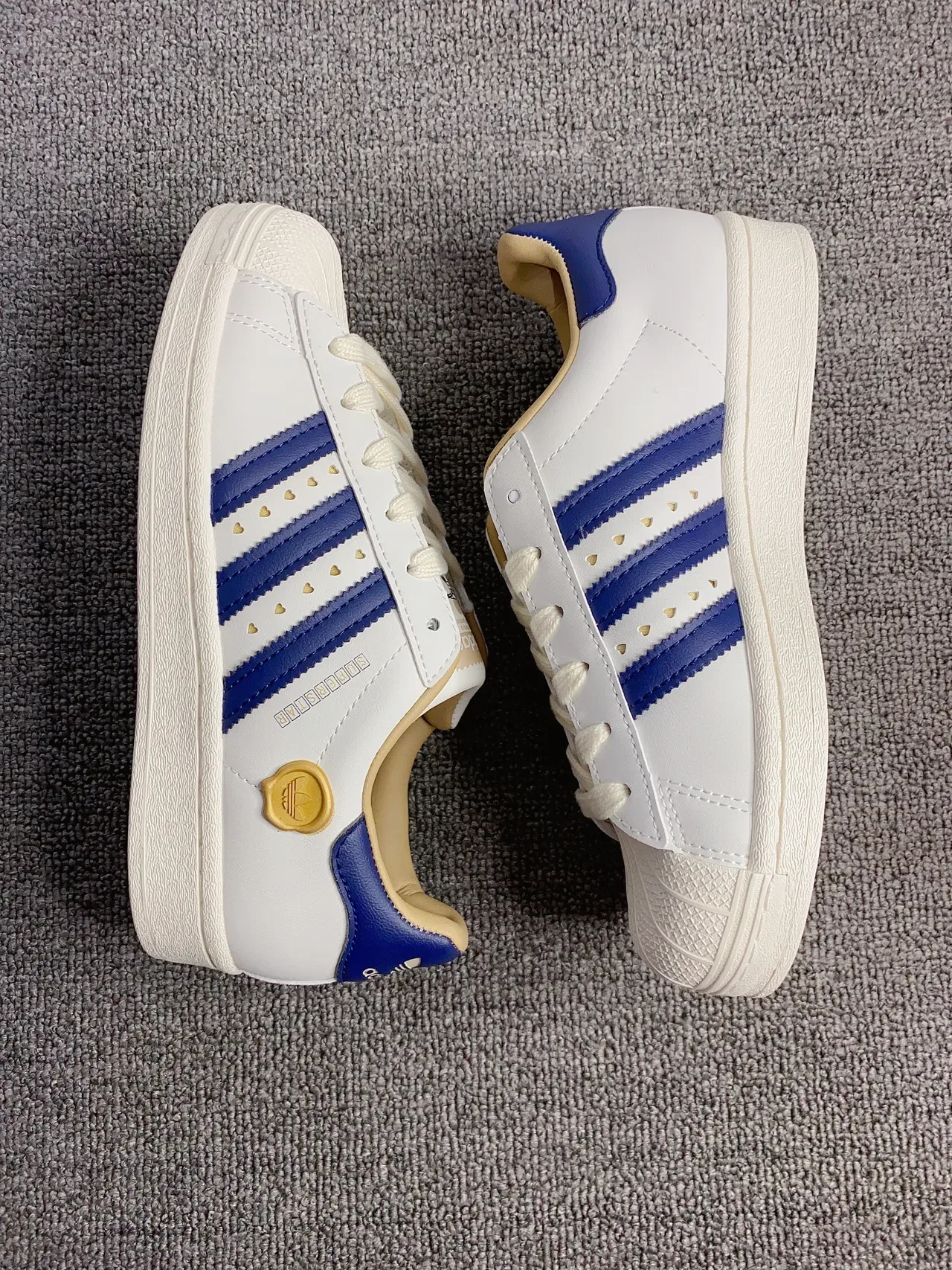 Adidas Superstar White Blue Gold Lifestyle Sneakers 7