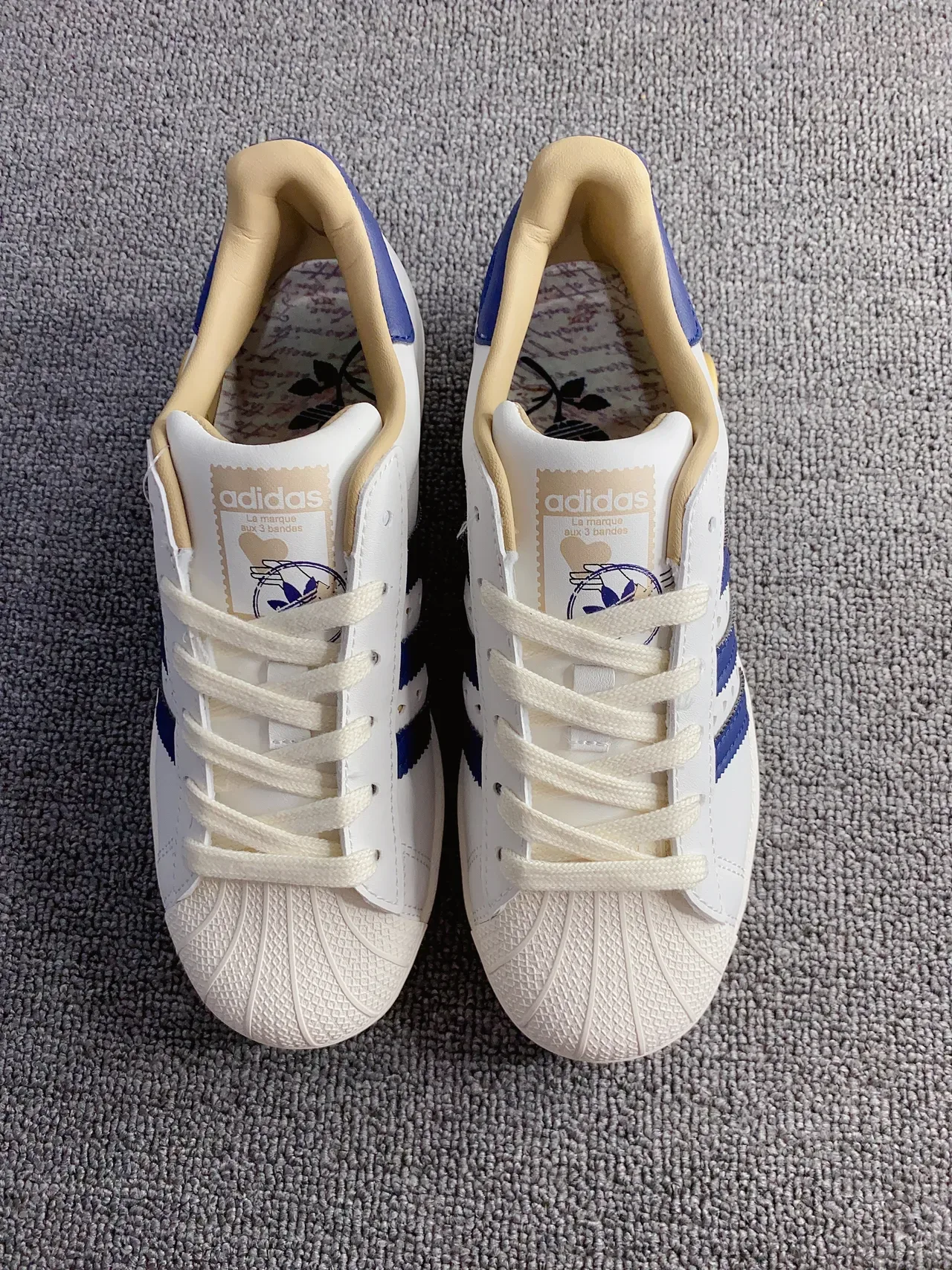 Adidas Superstar White Blue Gold Lifestyle Sneakers 10