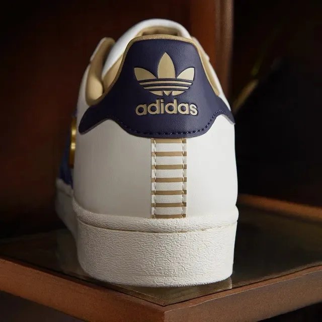 Adidas Superstar White Blue Gold Lifestyle Sneakers 12