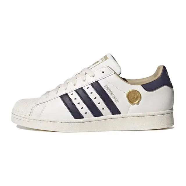 Adidas Superstar White Blue Gold Lifestyle Sneakers 16