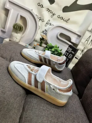 Adidas White Beige Laceless Velcro Strap Lifestyle Sneakers 7