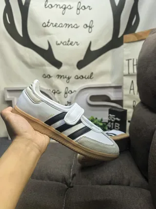 Adidas White Black Laceless Velcro Strap Lifestyle Sneakers 5