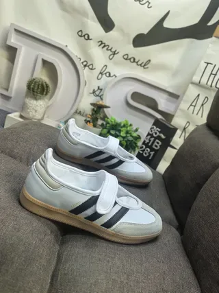 Adidas White Black Laceless Velcro Strap Lifestyle Sneakers 9