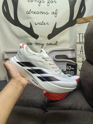Adidas White Black Low-Profile Racing Silhouette Engineered Mesh Upper Running Shoes 5