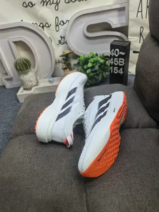 Adidas White Black Low-Profile Racing Silhouette Engineered Mesh Upper Running Shoes 6