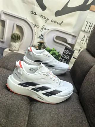 Adidas White Black Low-Profile Racing Silhouette Engineered Mesh Upper Running Shoes 9