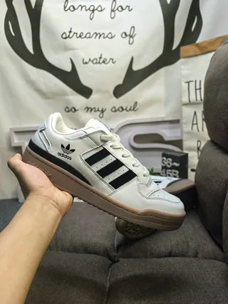 Adidas White Black Low-Top Leather Upper Lifestyle Sneakers 5