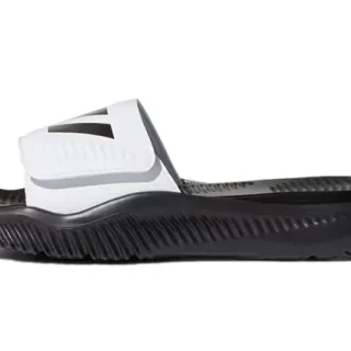 Adidas सफेद काला मोल्डेड रबर सोल रिब्ड मिडसोल टेक्सचर चप्पल