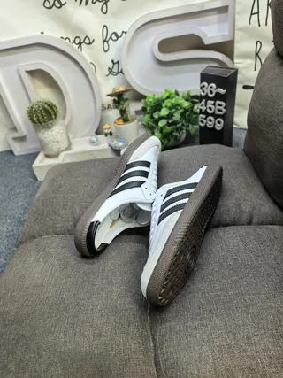 Adidas White Black Slip-On Three-Stripe Loafer 6