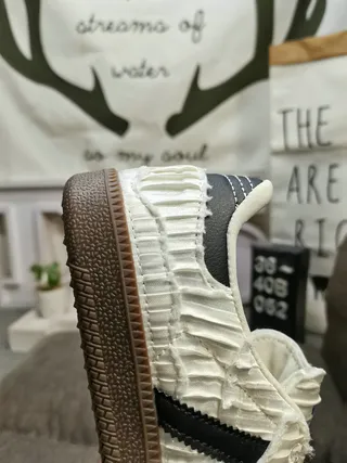 Adidas White Black Textured Upper Three Stripes Lifestyle Sneakers 4