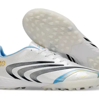 Adidas White Blue Low-Cut Synthetic Upper Wave-Patterned Graphics Turf Soccer Shoes