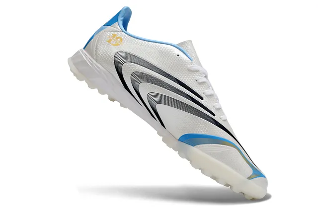 Adidas White Blue Low-Cut Synthetic Upper Wave-Patterned Graphics Turf Soccer Shoes 2
