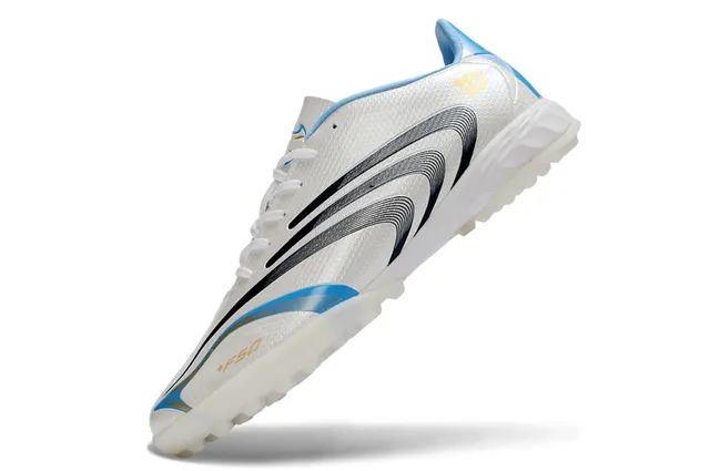 Adidas White Blue Low-Cut Synthetic Upper Wave-Patterned Graphics Turf Soccer Shoes 3