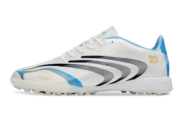 Adidas White Blue Low-Cut Synthetic Upper Wave-Patterned Graphics Turf Soccer Shoes 7