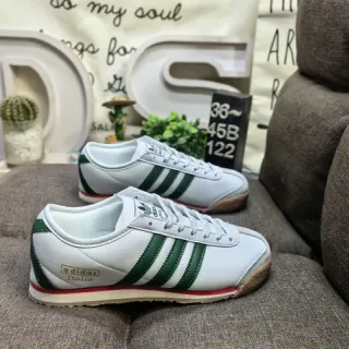 Adidas White Green Leather Upper Three Stripes Lifestyle Sneakers
