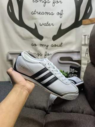 Adidas White Green Leather Upper Three Stripes Lifestyle Sneakers 15