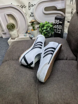 Adidas White Green Leather Upper Three Stripes Lifestyle Sneakers 16