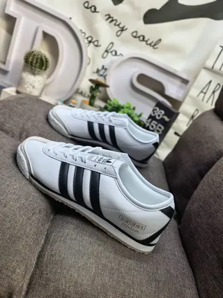 Adidas White Green Leather Upper Three Stripes Lifestyle Sneakers 17