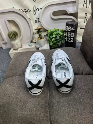 Adidas White Green Leather Upper Three Stripes Lifestyle Sneakers 18