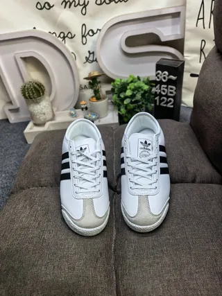 Adidas White Green Leather Upper Three Stripes Lifestyle Sneakers 20