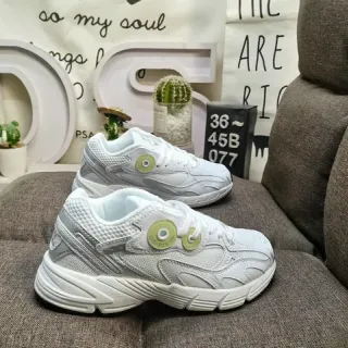 Adidas White Green Sole Mesh And Synthetic Overlays Chunky Sneakers
