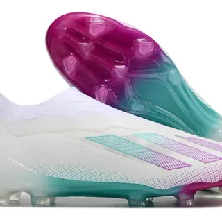 Adidas White Multicolor Laceless Sock-Fit Upper Gradient Color Transition Firm-Ground Soccer Shoes