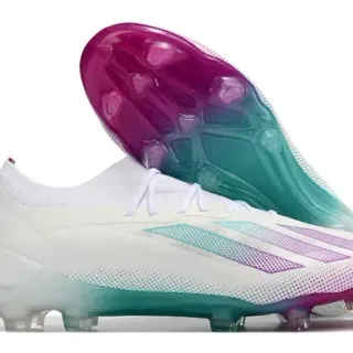 Adidas White Multicolor Low-Cut Knit Upper Gradient Translucent Sole Firm-Ground Soccer Shoes