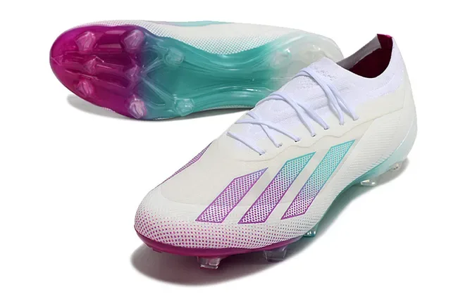 Adidas Branco Multicolor Baixo Corte Malha Superior Sola Gradiente Translucida Sapatos de Futebol para Grama Firme 3