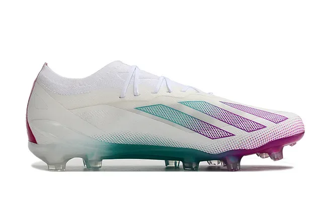 Adidas Branco Multicolor Baixo Corte Malha Superior Sola Gradiente Translucida Sapatos de Futebol para Grama Firme 5