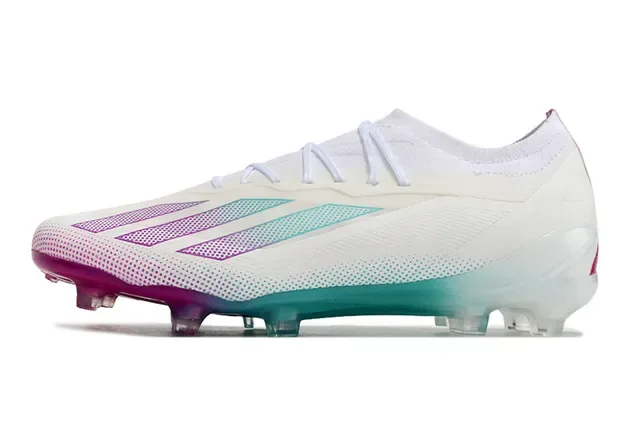 Adidas Branco Multicolor Baixo Corte Malha Superior Sola Gradiente Translucida Sapatos de Futebol para Grama Firme 6
