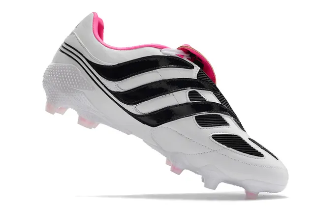 Adidas Chaussures de football blanches roses sans lacets fermeture sangle empeigne synthétique moulée terrain ferme 3