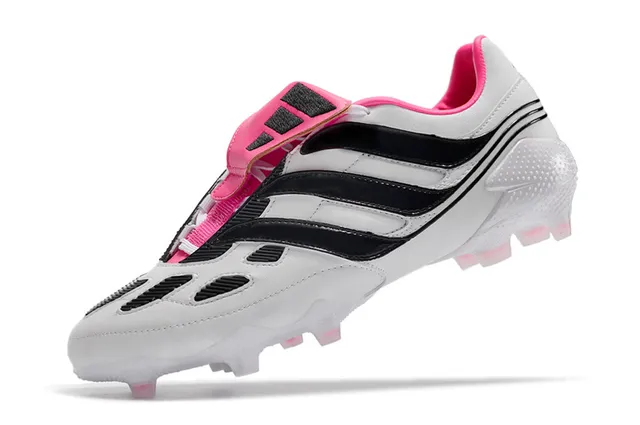 Adidas Chaussures de football blanches roses sans lacets fermeture sangle empeigne synthétique moulée terrain ferme 4