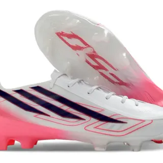Adidas White Pink Low-Cut Synthetic Upper Asymmetrical Lacing Firm-Ground Soccer Shoes