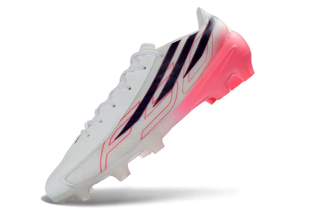 Adidas White Pink Low-Cut Synthetic Upper Asymmetrical Lacing Firm-Ground Soccer Shoes 3