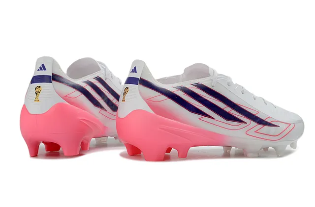 Adidas White Pink Low-Cut Synthetic Upper Asymmetrical Lacing Firm-Ground Soccer Shoes 5