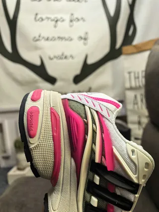 Adidas White Pink Platform Sole Layered Synthetic Overlays Chunky Sneakers 3