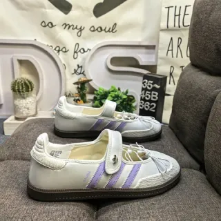 Adidas White Purple Low-Top Three-Stripe Side Panel Lifestyle Sneakers
